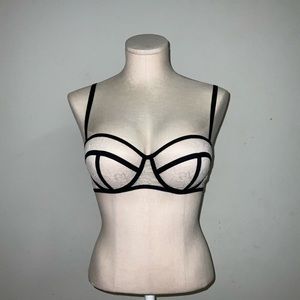 H&M Black Strap/Pink Lace Balconette Push-up Bra sz 34C
